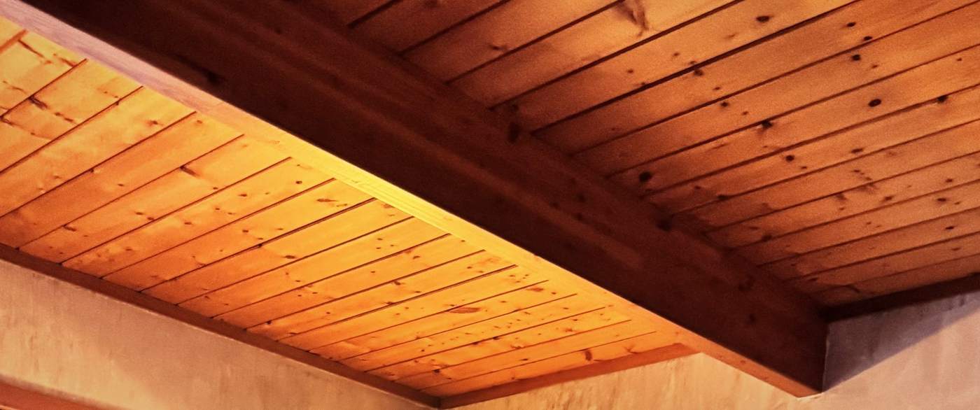 Cedar ceiling and beam